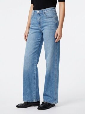 Cambio Wide Leg Jeans High Rise Italian Fabric Denim Medium Wash Size 29